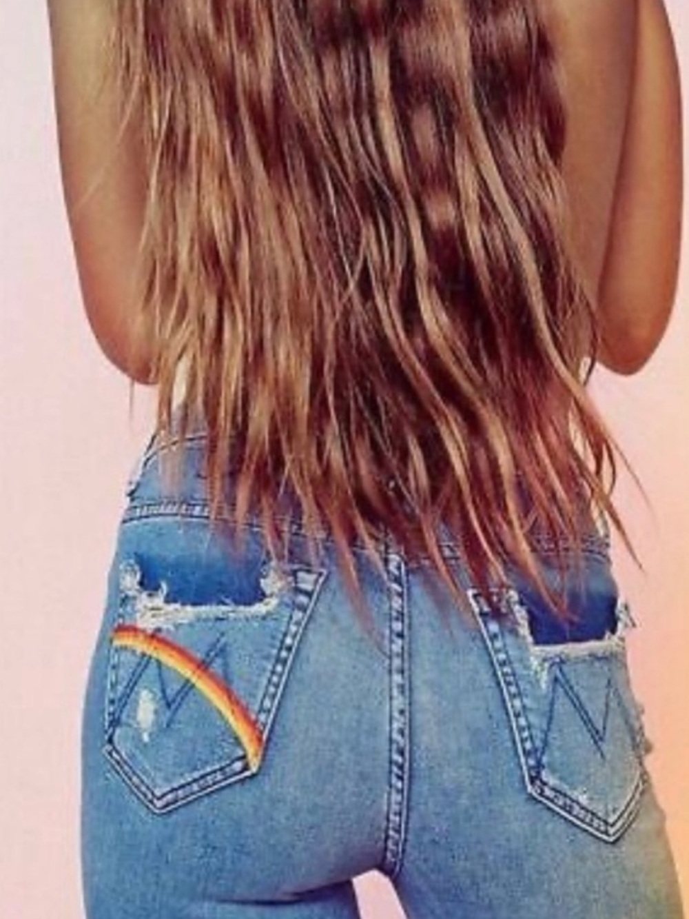 MOTHER High Waisted Looker Ankle Chew Wash Learning to Hula Jeans Size 24